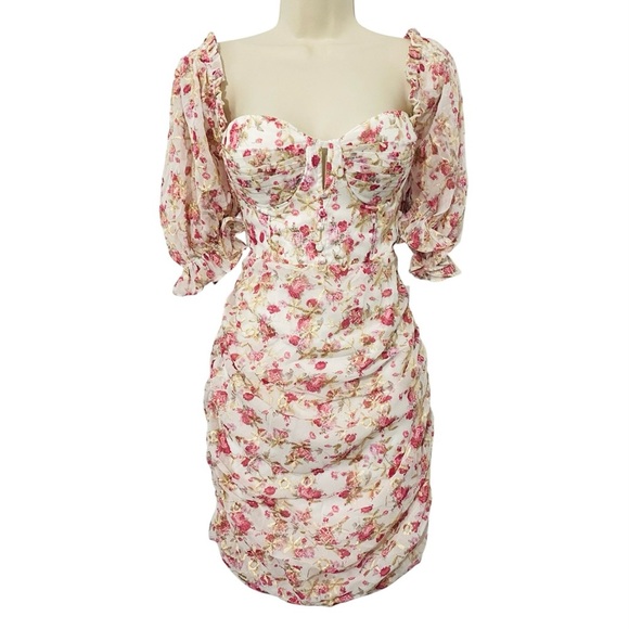 Alamour The Label Myrna Floral Bustier Corset Mini Dress Lace Up New Coquette - Picture 2 of 12